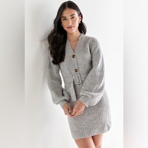 Cozy Sweater Dress | Brand: Dance & Marvel | Light Gray Long Sleeve Dress